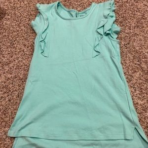 Teal crown and ivy ruffle shirt